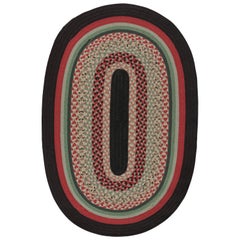 Antique Hooked Oval Rug with Polychromatic Braided Stripes, from Rug & Kilim