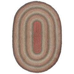 Antique Hooked Oval Rug with Polychromatic Braided Stripes, from Rug & Kilim