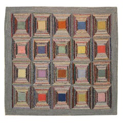 Antique Hooked Rug: Geometric