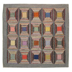 Antique Hooked Rug:  Geometric