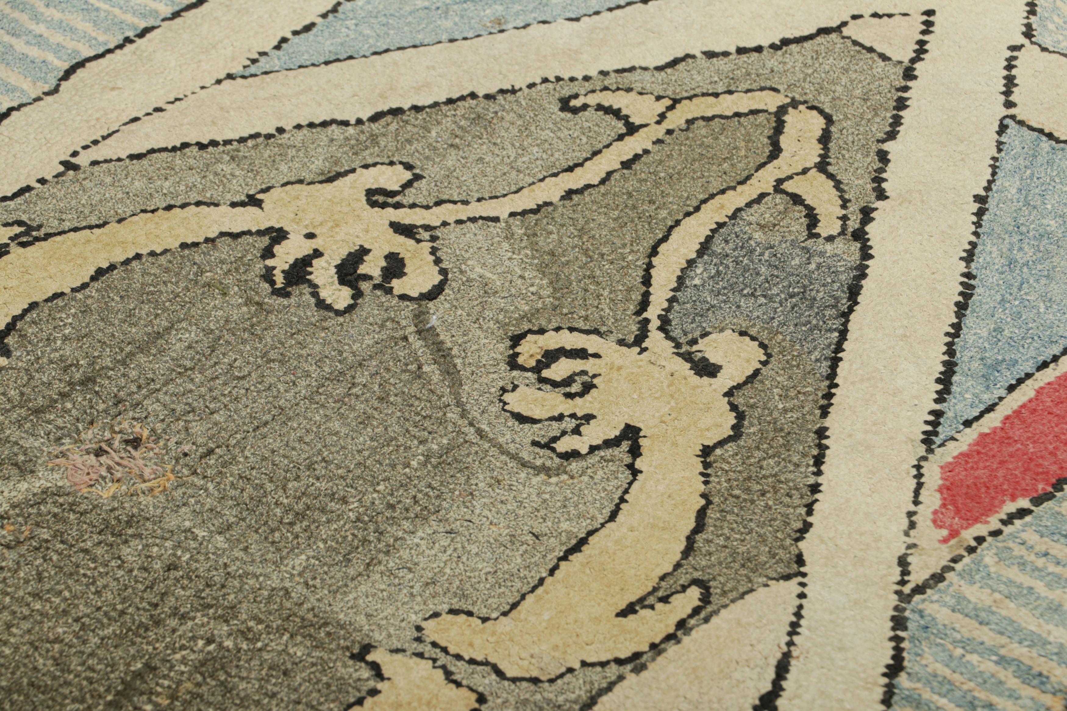 Handmade in wool and originating circa 1920-1930, this 2x3 rug is a rare and exciting new curation in Rug & Kilim’s collection of antique hooked rugs. 

On the Design: 

Admirers of the craft will note this among some of the richest, most