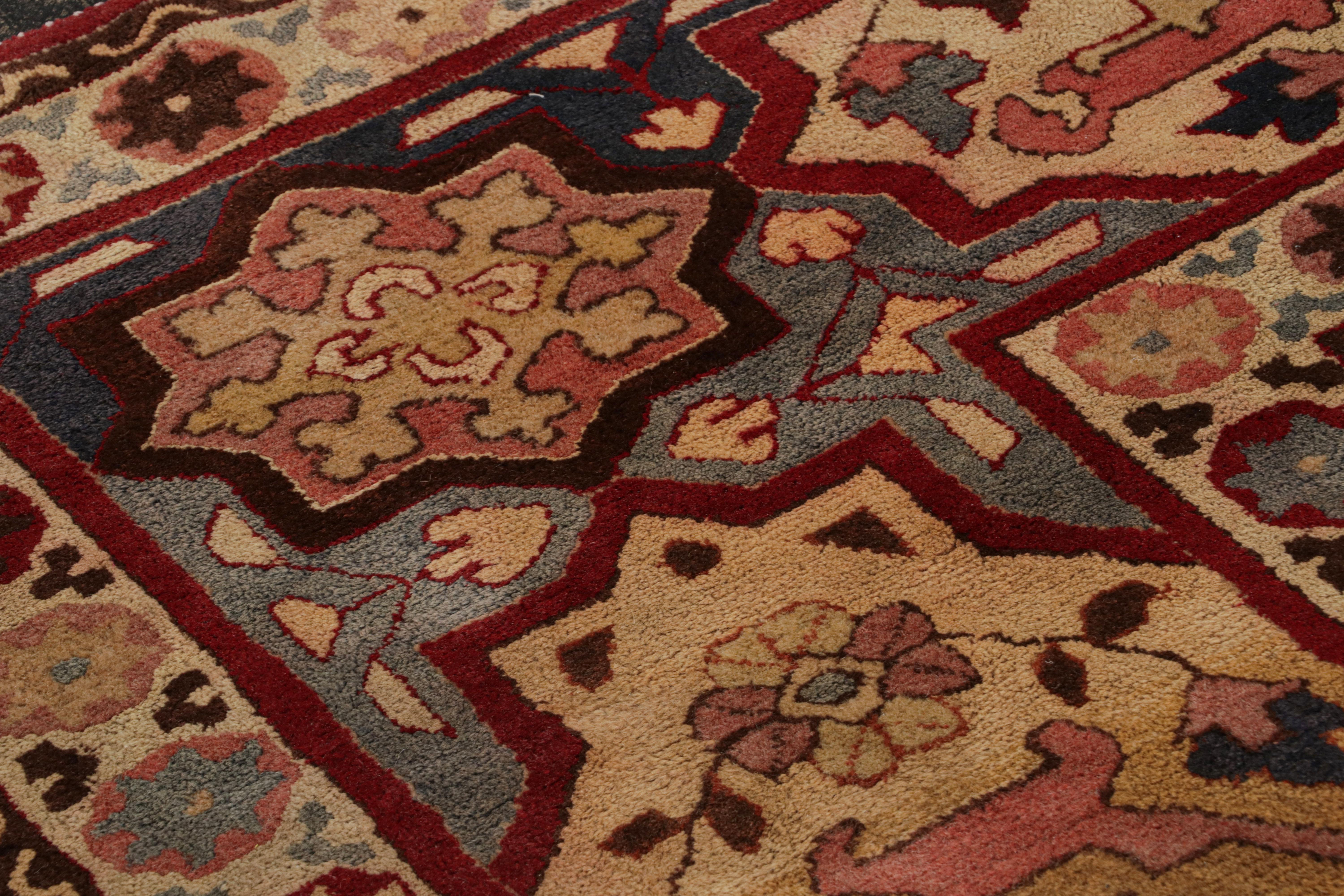 Early 20th Century Antique Hooked Rug in Beige with Floral Patterns, from Rug & Kilim For Sale