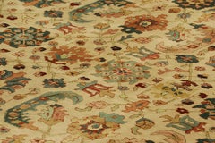 Tetex Antique Hooked Rug, Warm Gold with Playful Floral Patterns - Rug & Kilim