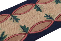 Antique Hooked Rug in Navy Blue with Medallion and Patterns from Rug & Kilim