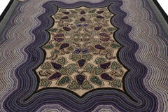 Antique Hooked Rug in Purple with Floral Patterns, from Rug & Kilim