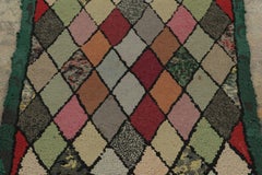 Antique Hooked Rug with All-Over Diamond Lattice Design - Rug & Kilim