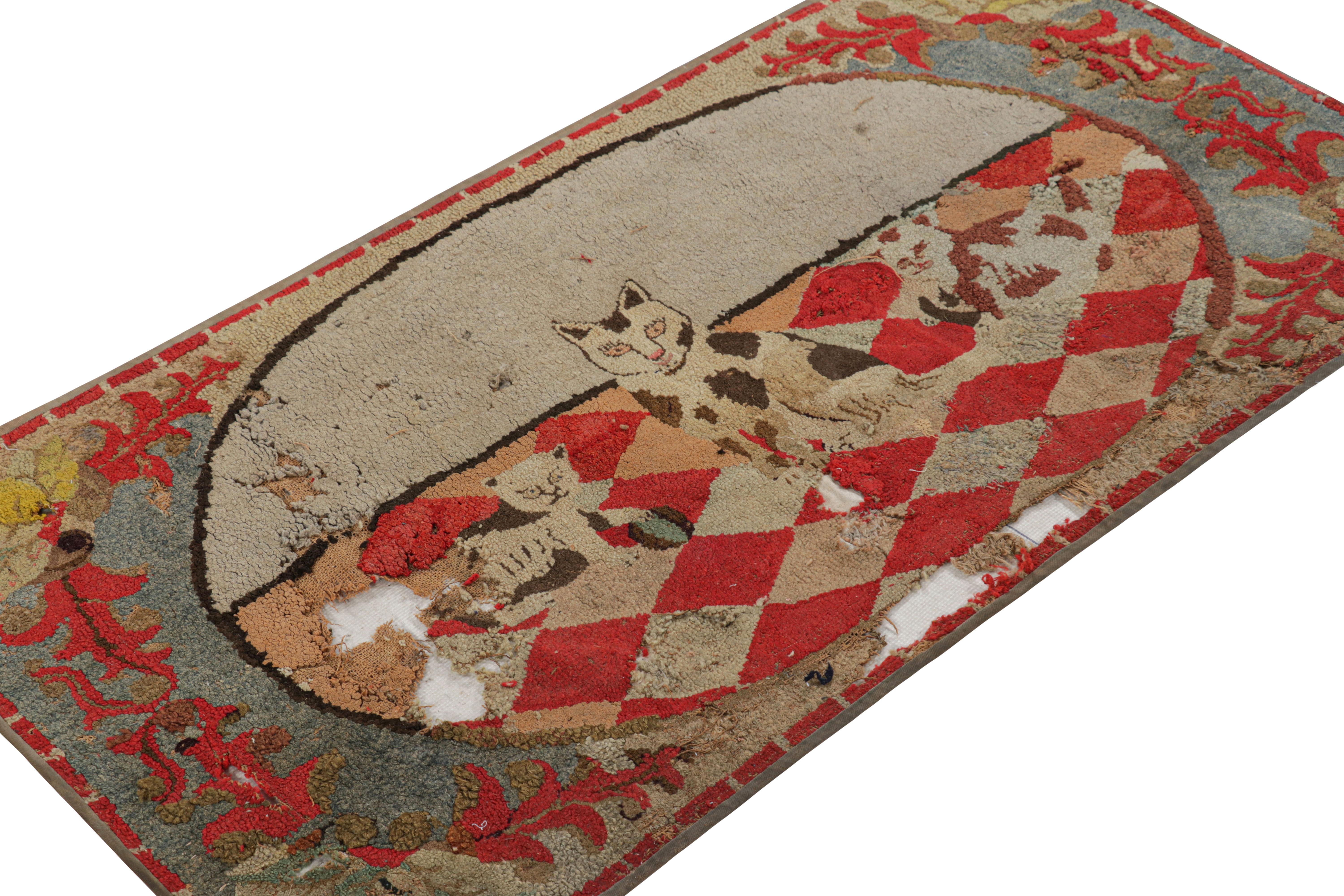 Antique Hooked Rug with Animal Pictorials and Floral Patterns, from Rug & Kilim In Good Condition For Sale In Long Island City, NY