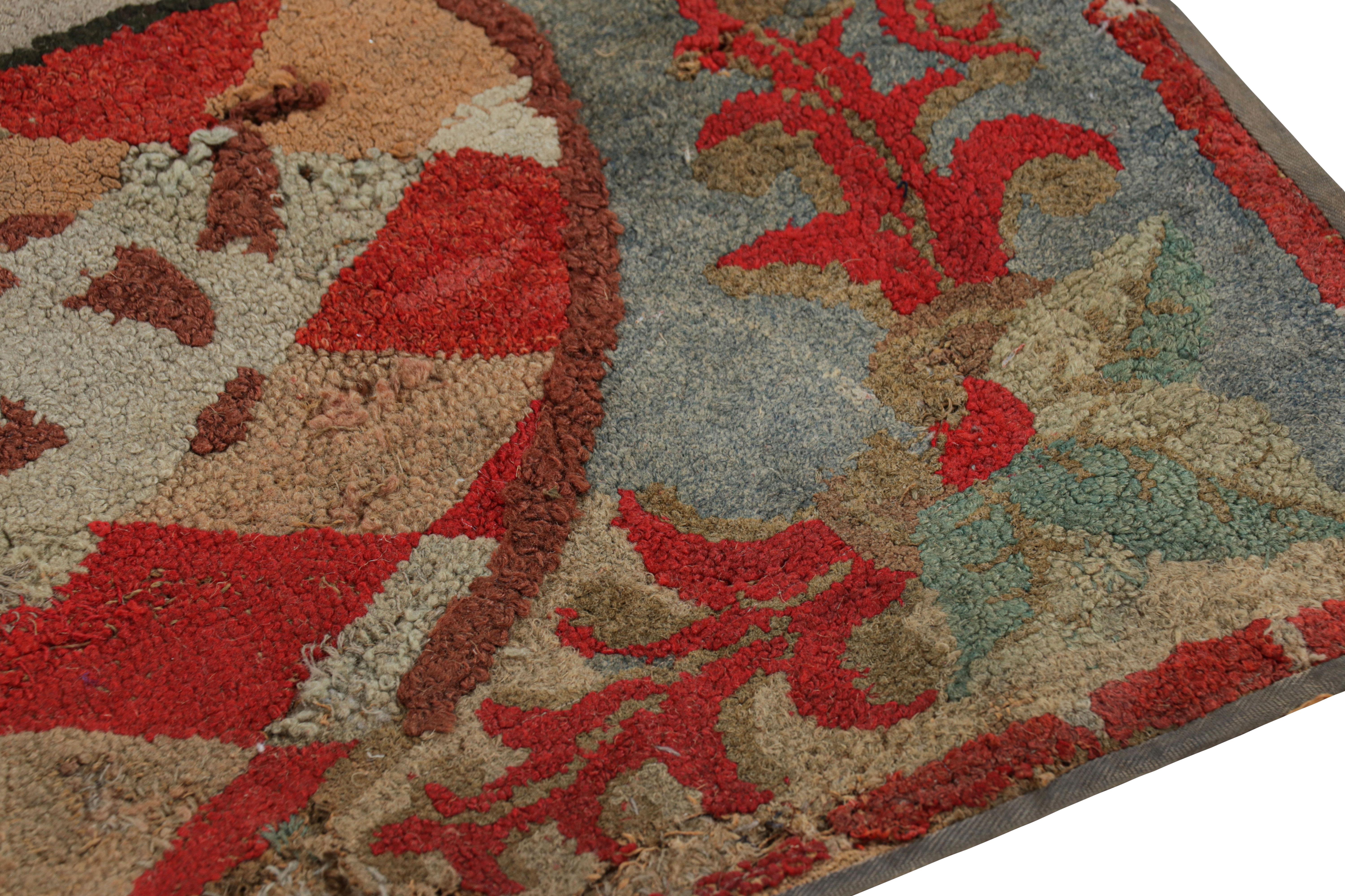 Early 20th Century Antique Hooked Rug with Animal Pictorials and Floral Patterns, from Rug & Kilim For Sale