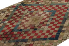 Antique Hooked Rug with Geometric Medallions and Patterns from Rug & Kilim
