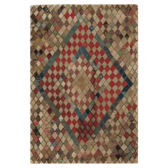 Antique Hooked Rug with Geometric Medallions and Patterns from Rug & Kilim