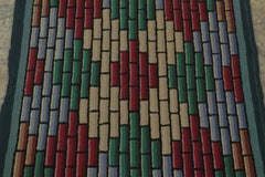 Antique Hooked Rug with Jewel-Tone Geometric Mosaic Design - Rug & Kilim