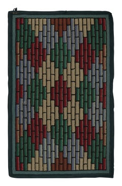 Antique Hooked Rug with Jewel-Tone Geometric Mosaic Design - Rug & Kilim
