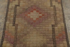 Antique Hooked Rug with Multicolor Geometric Medallion Design - Rug & Kilim