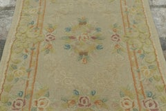 Antique Hooked Rug with Pastel Medallions & Garland Border - Rug & Kilim