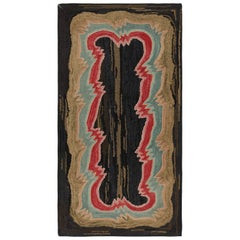 Antique Hooked Rug with Polychromatic Borders, from Rug & Kilim