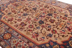 Antique Hooked Rug with Polychromatic Florals and Medallion