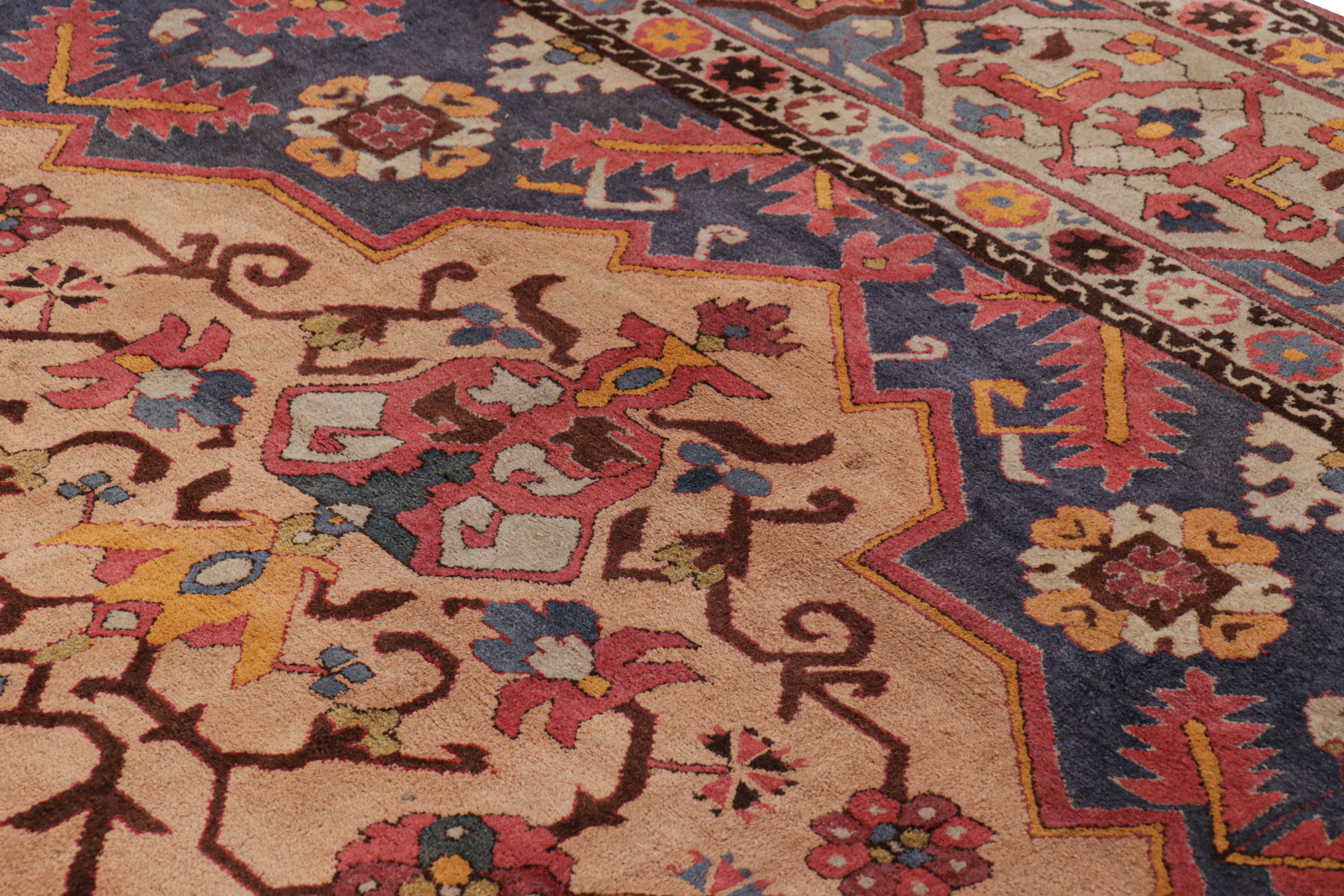 Early 20th Century Antique Hooked Rug with Polychromatic Florals and Medallion For Sale