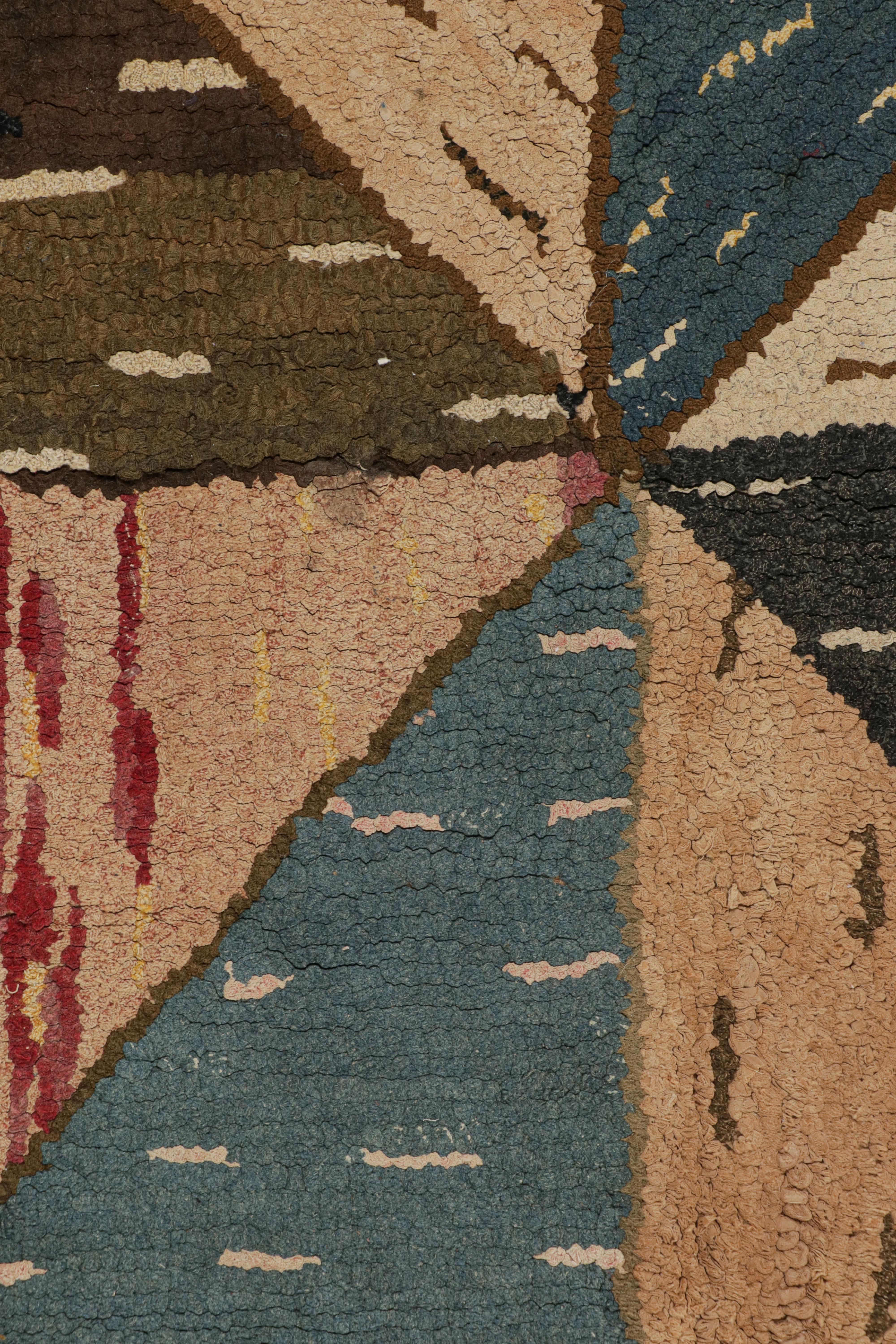Antique Hooked Rug with Polychromatic Geometric Patterns, from Rug & Kilim In Good Condition In Long Island City, NY