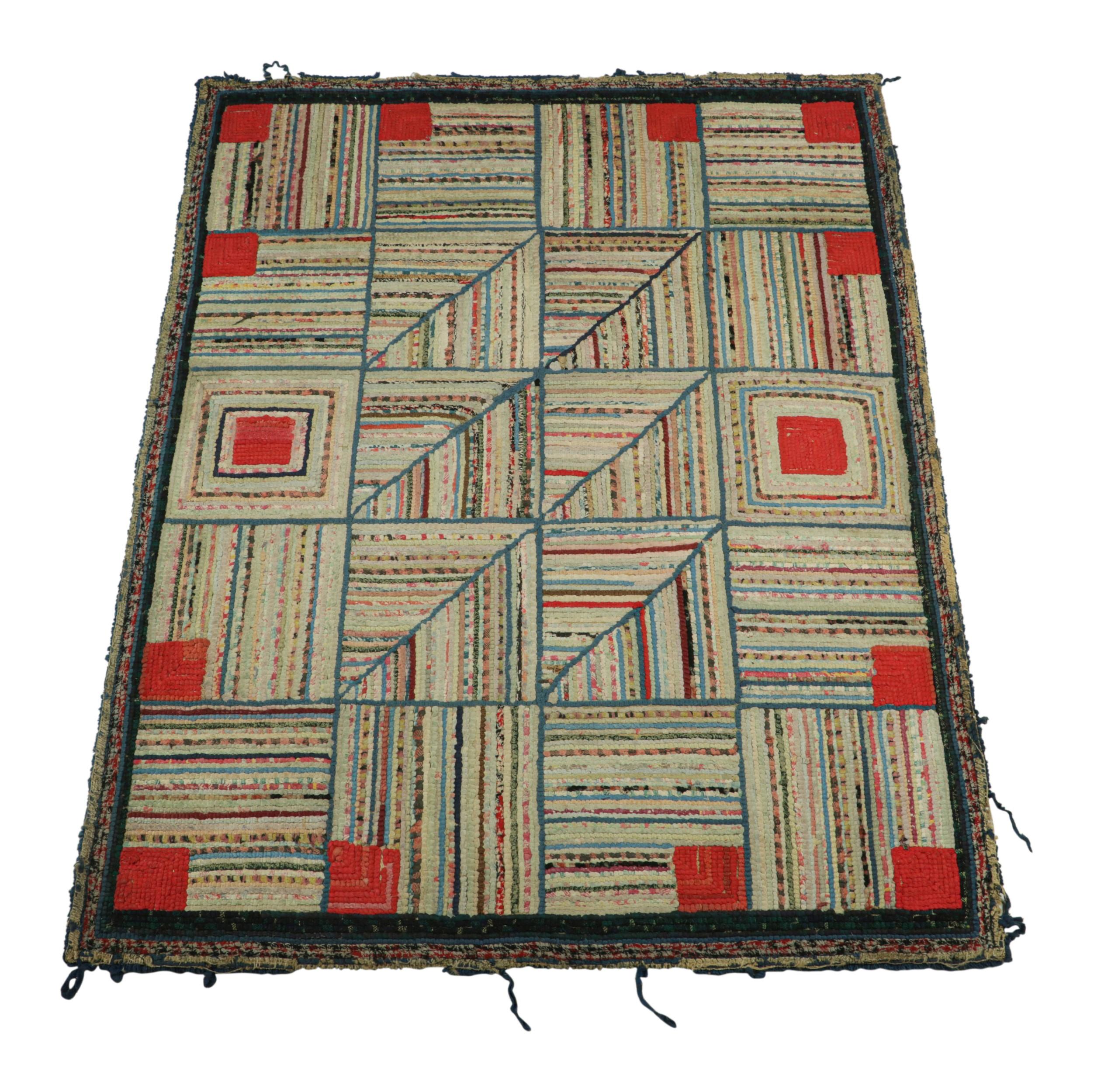 Antique Hooked Rug With Polychromatic Geometric Patterns From Rug & Kilim In Good Condition For Sale In Long Island City, NY