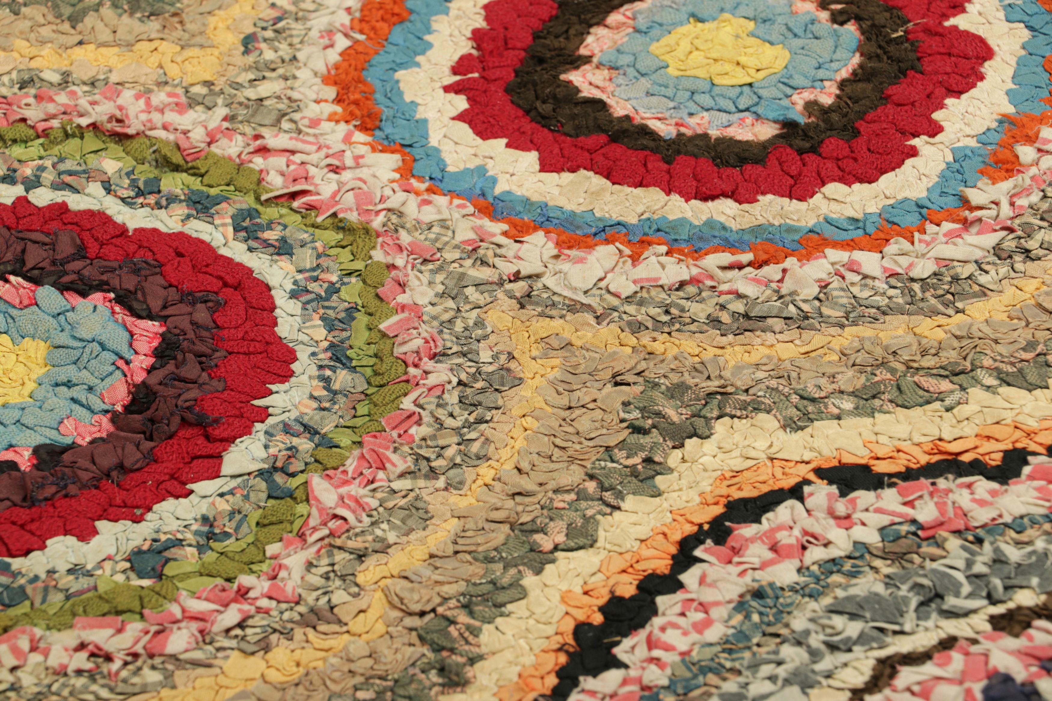 Handmade in wool and originating circa 1920-1930, this 2x3 antique rug is a rare and exciting new curation in Rug & Kilim’s collection of American hooked rugs.

On the Design: 

Admirers of the craft will note this piece is a special find among some