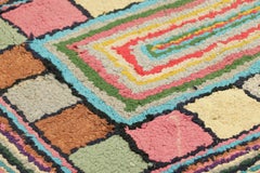 Antique Hooked Rug With Polychromatic Geometric Patterns  Rug & Kilim