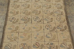 Antique Hooked Rug with Quatrefoil Floral Tile Design - Rug & Kilim