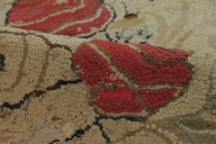 Antique Hooked Rug with Rose Bouquet Medallion & Vine Border - Rug & Kilim
