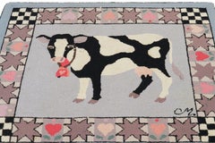 Antique Hooked Square Rug with Animal Pictorials & Patterns, from Rug & Kilim