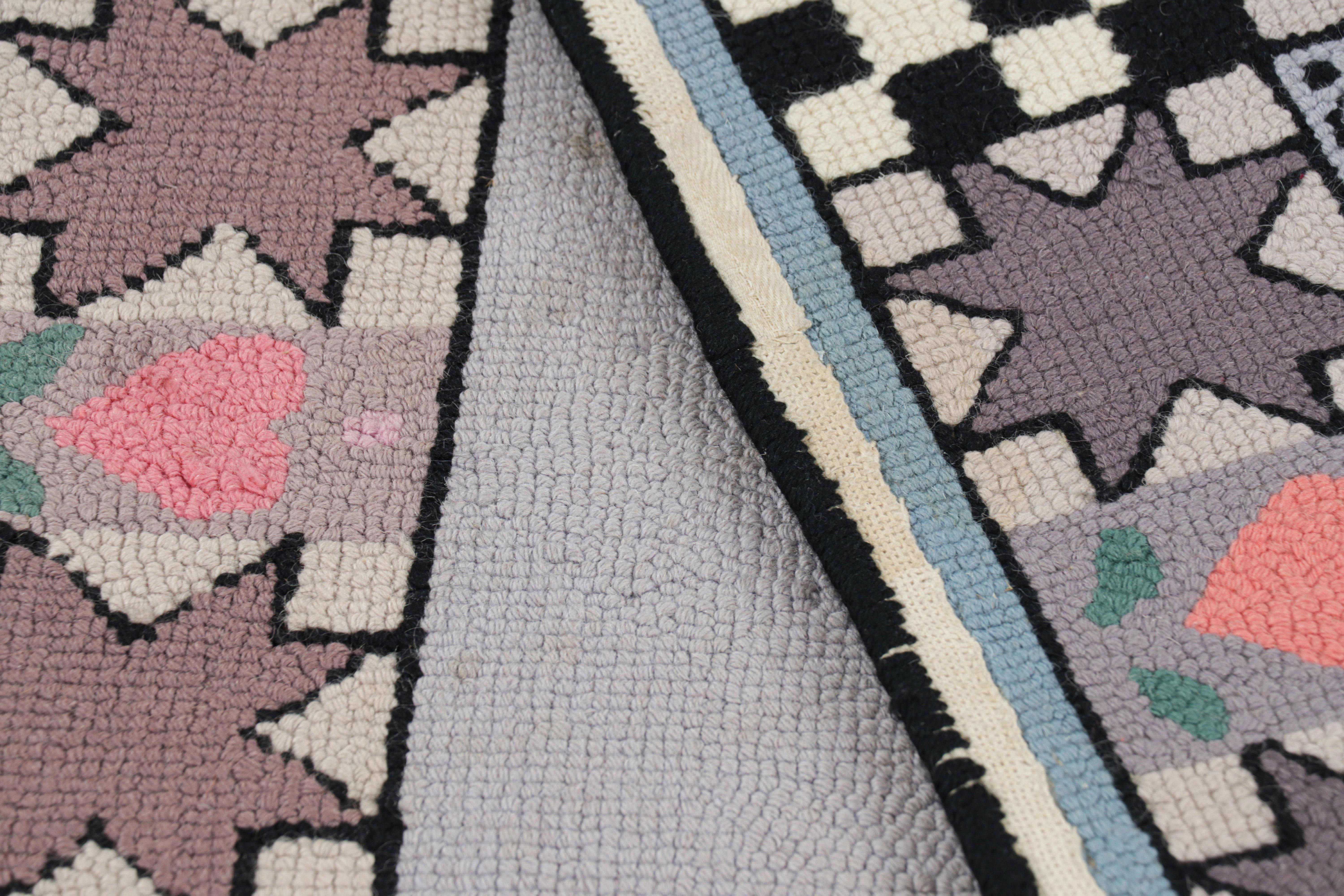 Antique Hooked Square Rug with Animal Pictorials & Patterns, from Rug & Kilim For Sale 1