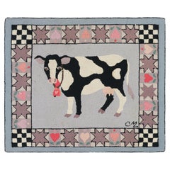 Antique Hooked Square Rug with Animal Pictorials & Patterns, from Rug & Kilim