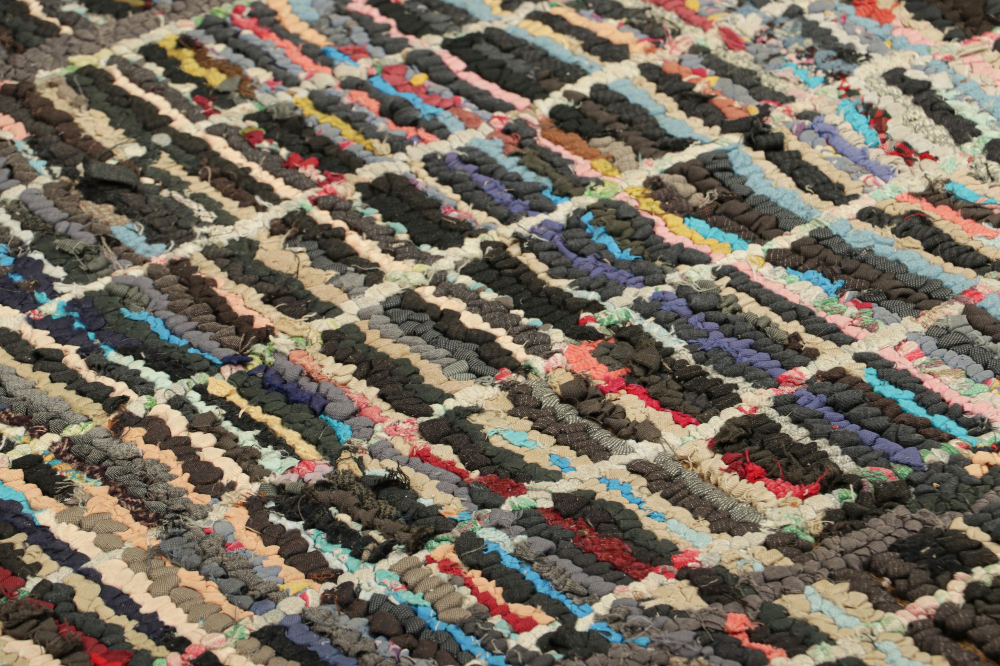 Handmade in wool and originating circa 1920-1930, this 3x3 antique square rug is a rare and exciting new curation in Rug & Kilim’s collection of American hooked rugs.

On the Design: 

Admirers of the craft will note this piece is a special find