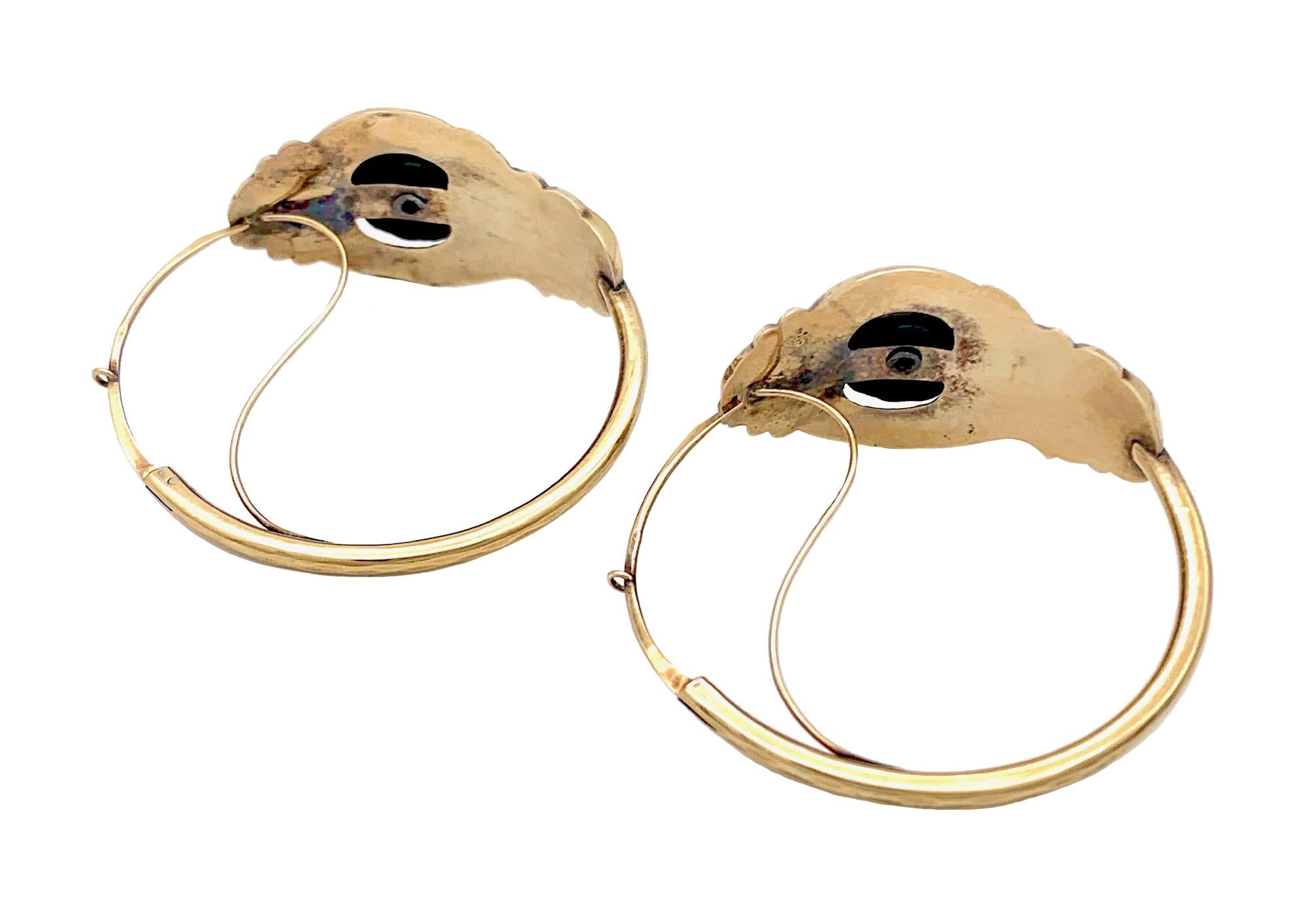 Antiker Reif-Ohrring 14 Gelbkarat Türkis Perle Biedermeier Damen im Angebot