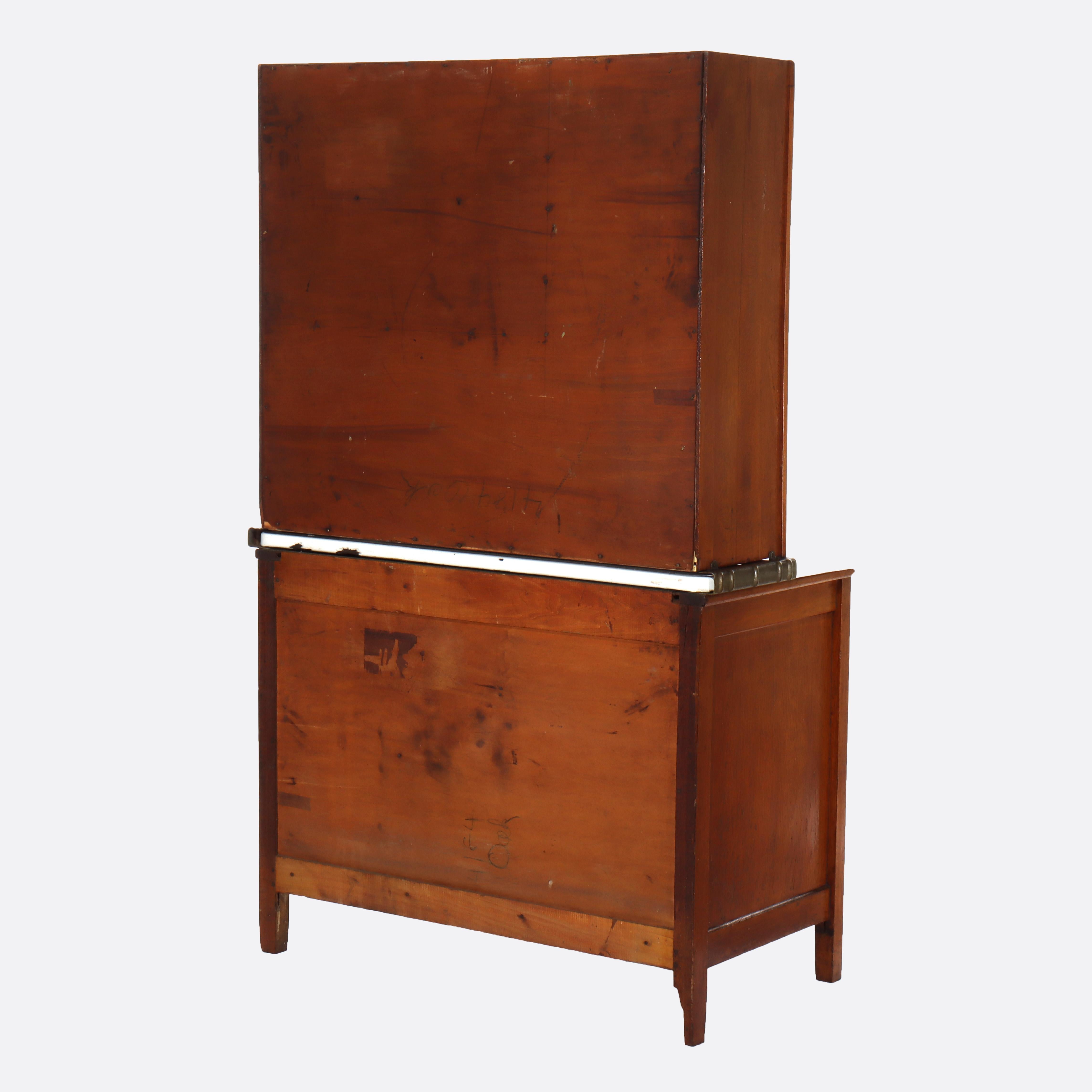 Antike Hoosier Eiche Porzellan Top Schrank mit Spiegel Unsigne im Angebot 6