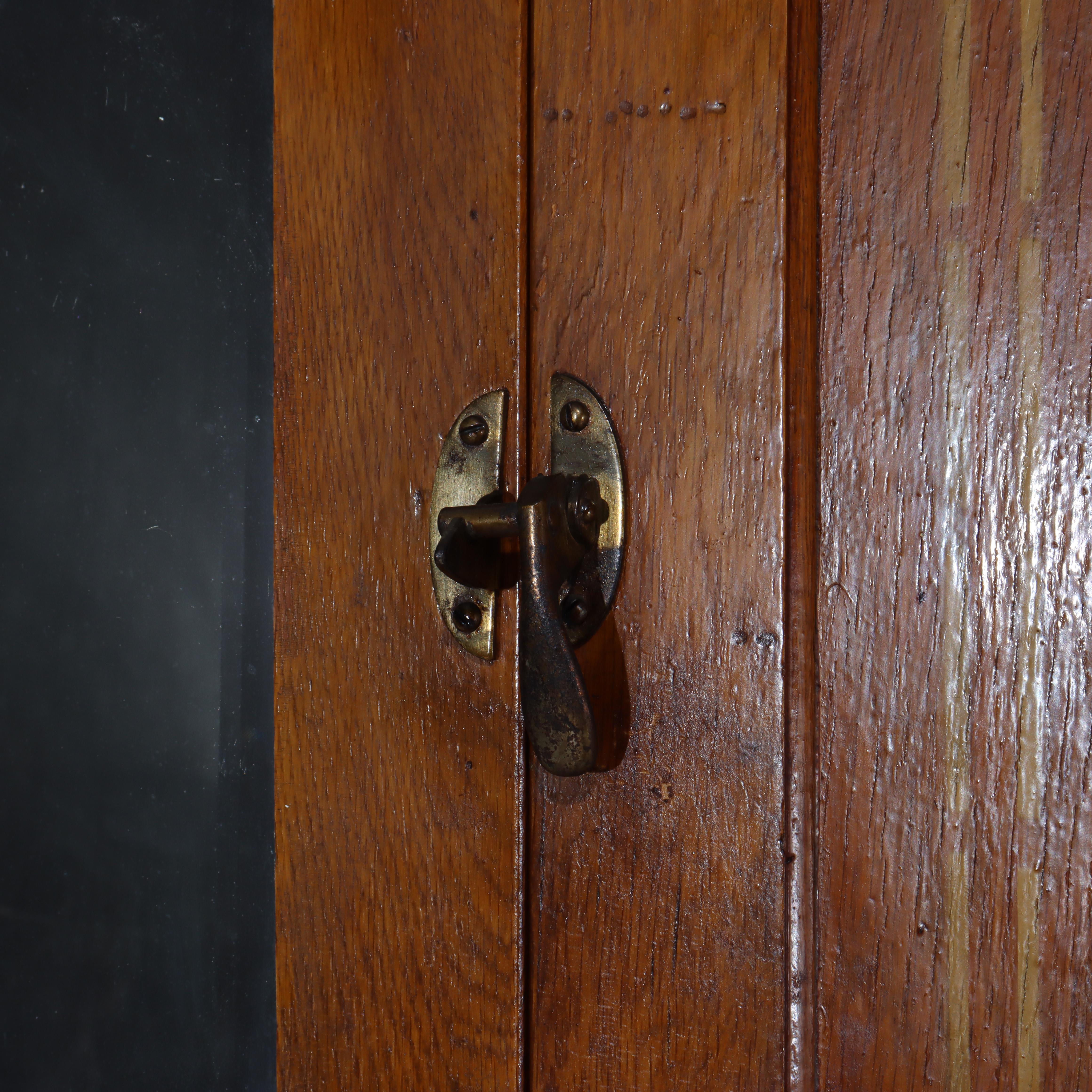 Antike Hoosier Eiche Porzellan Top Schrank mit Spiegel Unsigne im Angebot 2