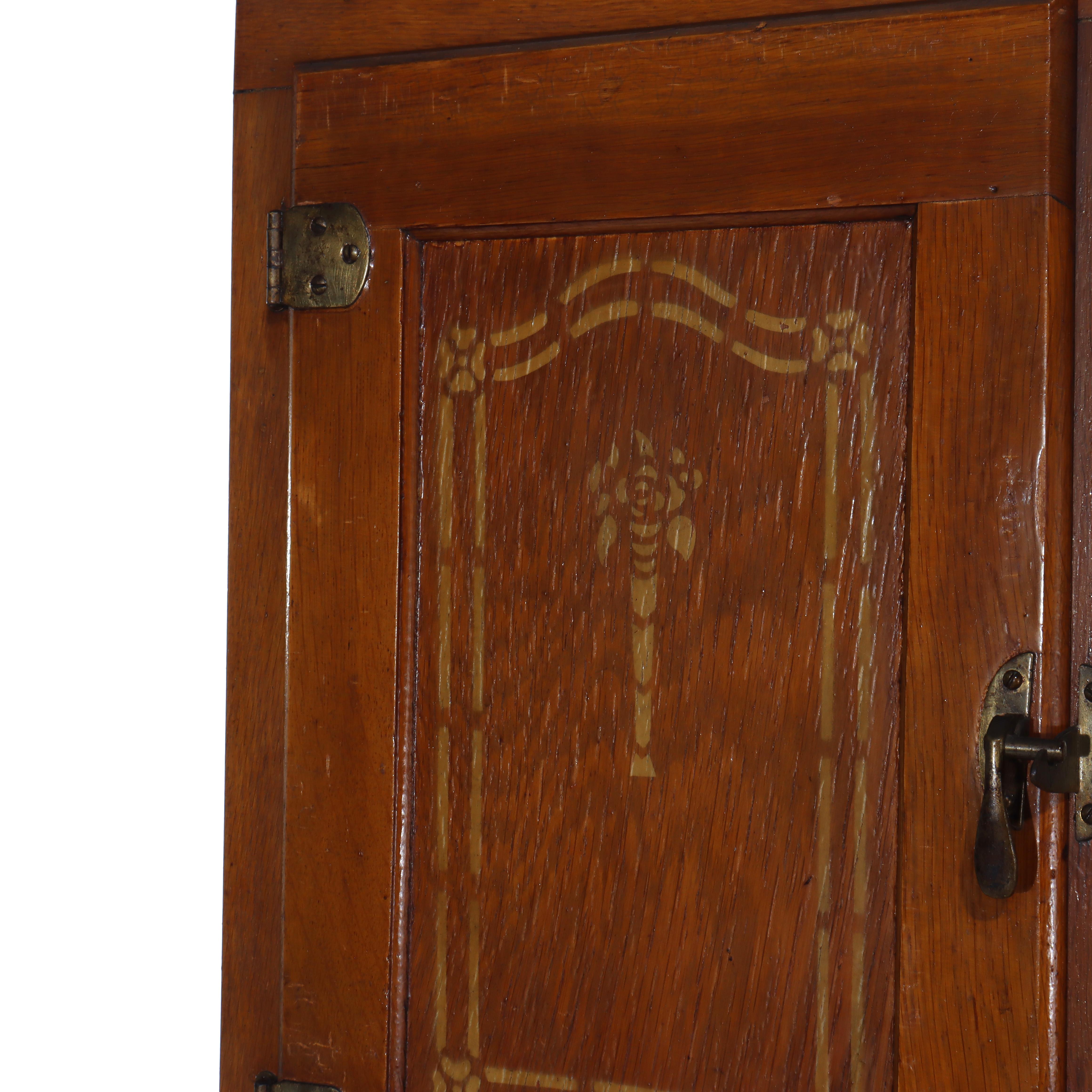 Antike Hoosier Eiche Porzellan Top Schrank mit Spiegel Unsigne im Angebot 3