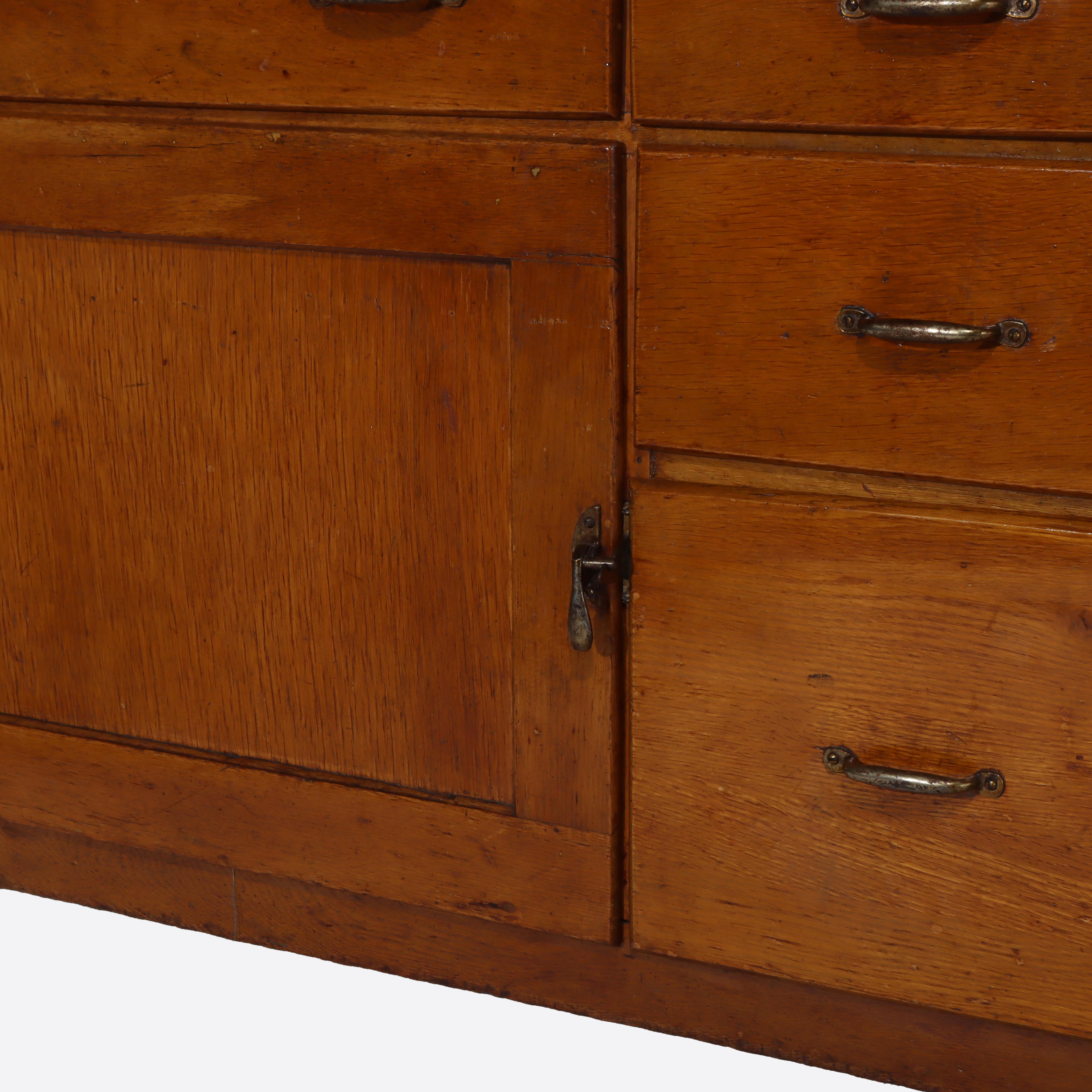 Antike Hoosier Eiche Porzellan Top Schrank mit Spiegel Unsigne im Angebot 4