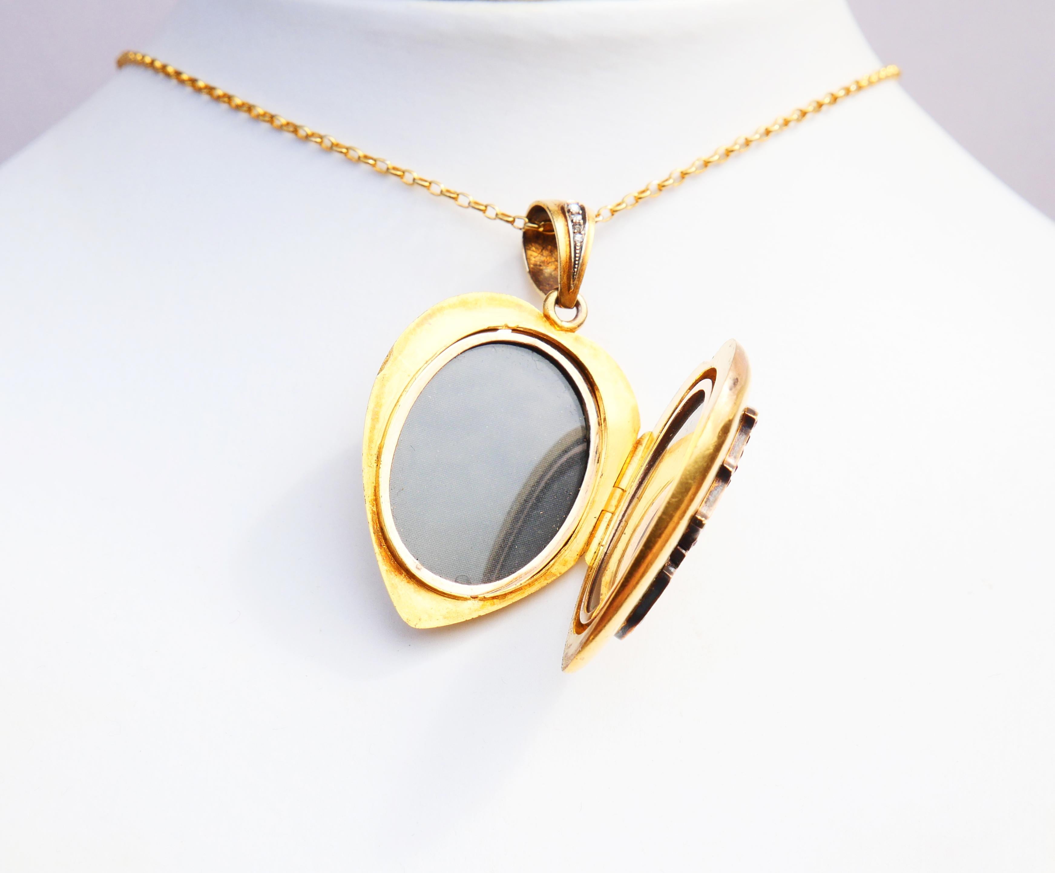 Antikes Hope Love Heart Medaillon-Anhänger 82 Diamant Saphir Rubin Smaragd 14K Gold im Angebot 2