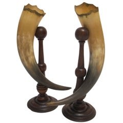Antique Horn Cornucopias Garnitures, American, Late 19th Century