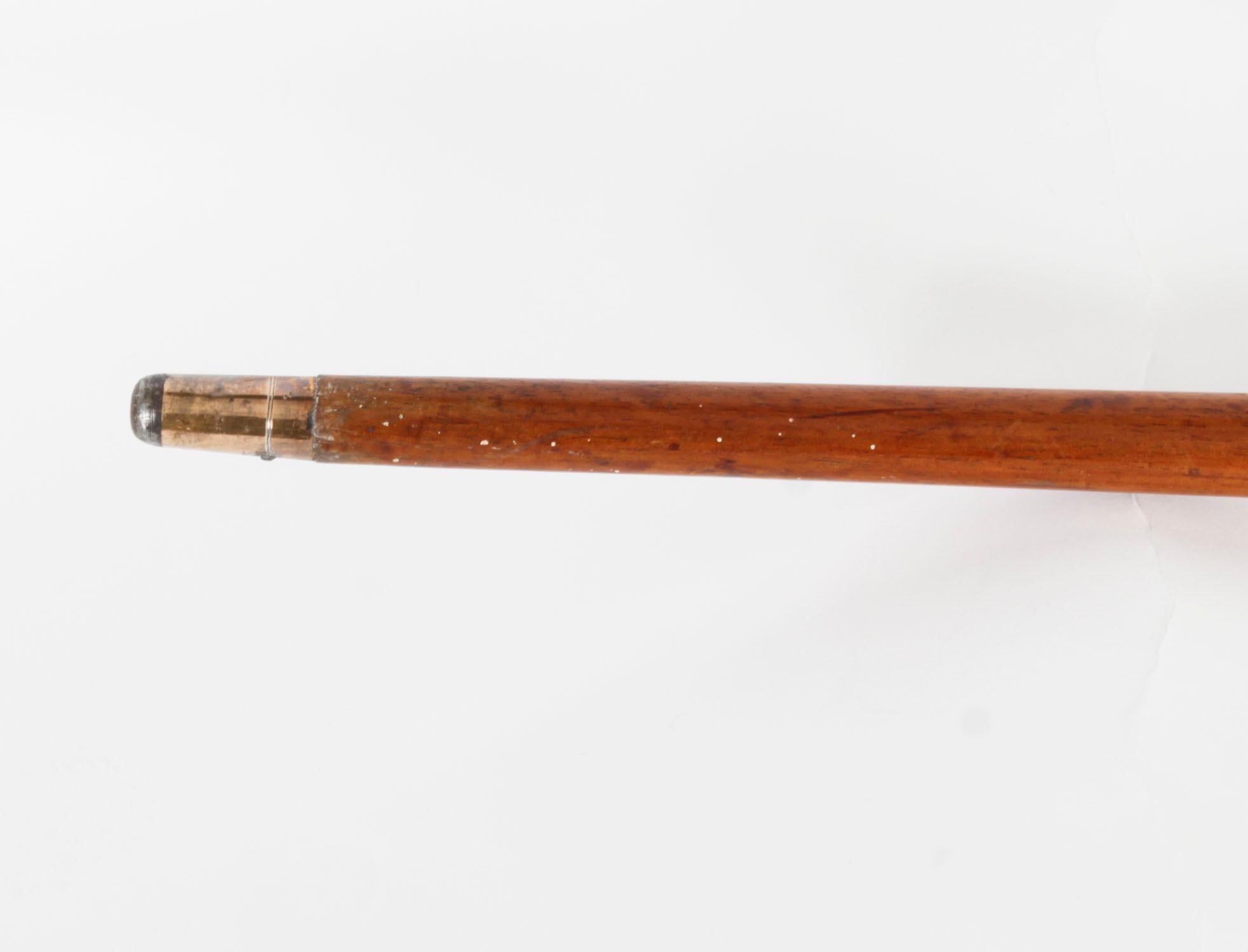 Antique Horn Gold Mounted Walking Cane Stick Late 19th Century For Sale 12