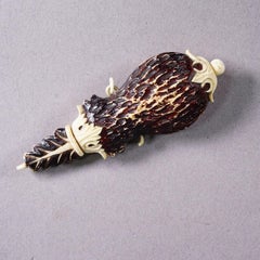 Antique Horn Snuff Box with Deer Relief Early 19th Century