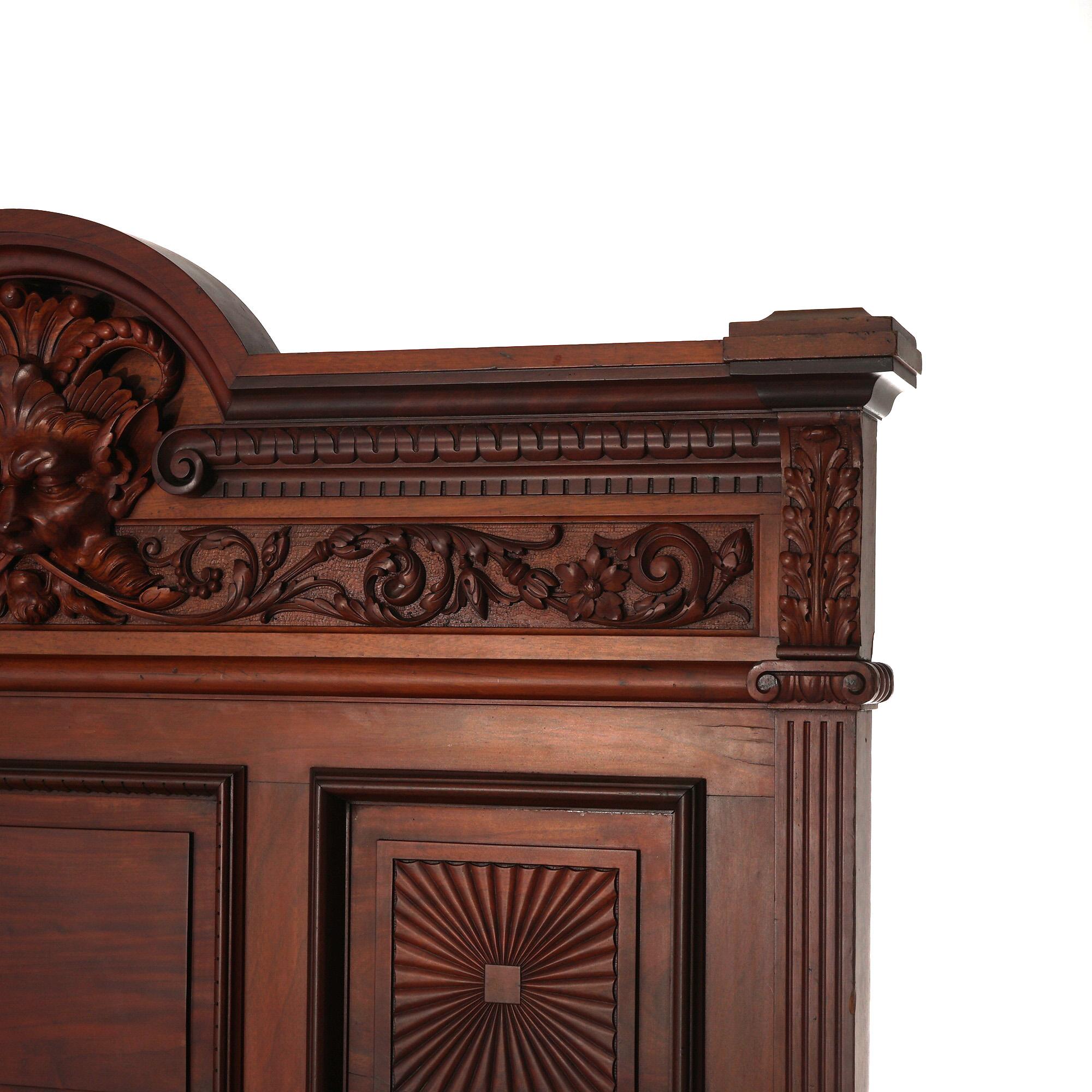Antique Horner Figural Carved Mahogany Bedroom Set, Dresser & Full Size Bed 5