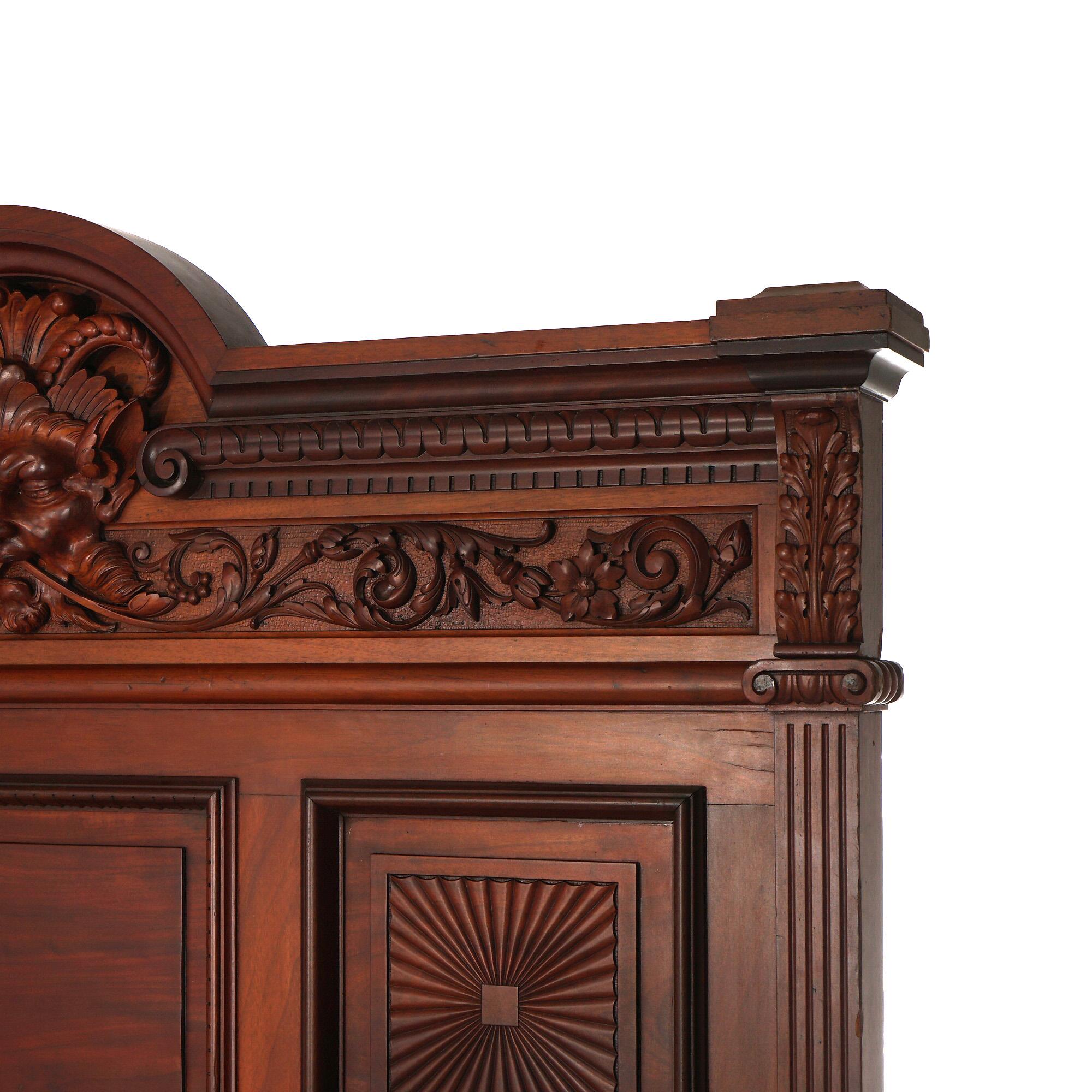 Antique Horner Figural Carved Mahogany Bedroom Set, Dresser & Full Size Bed 6