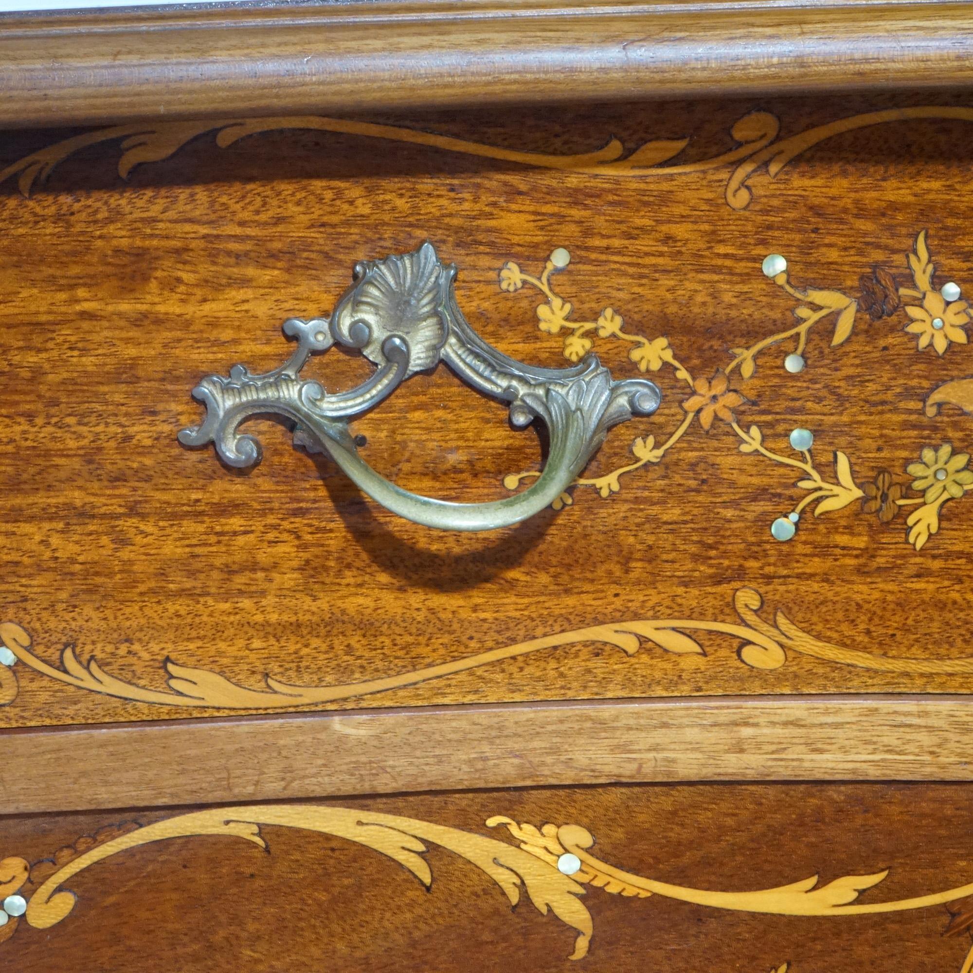 Antique Horner Mahogany & Panier de Fleurs Satinwood Marquetry High Chest, c1890 4
