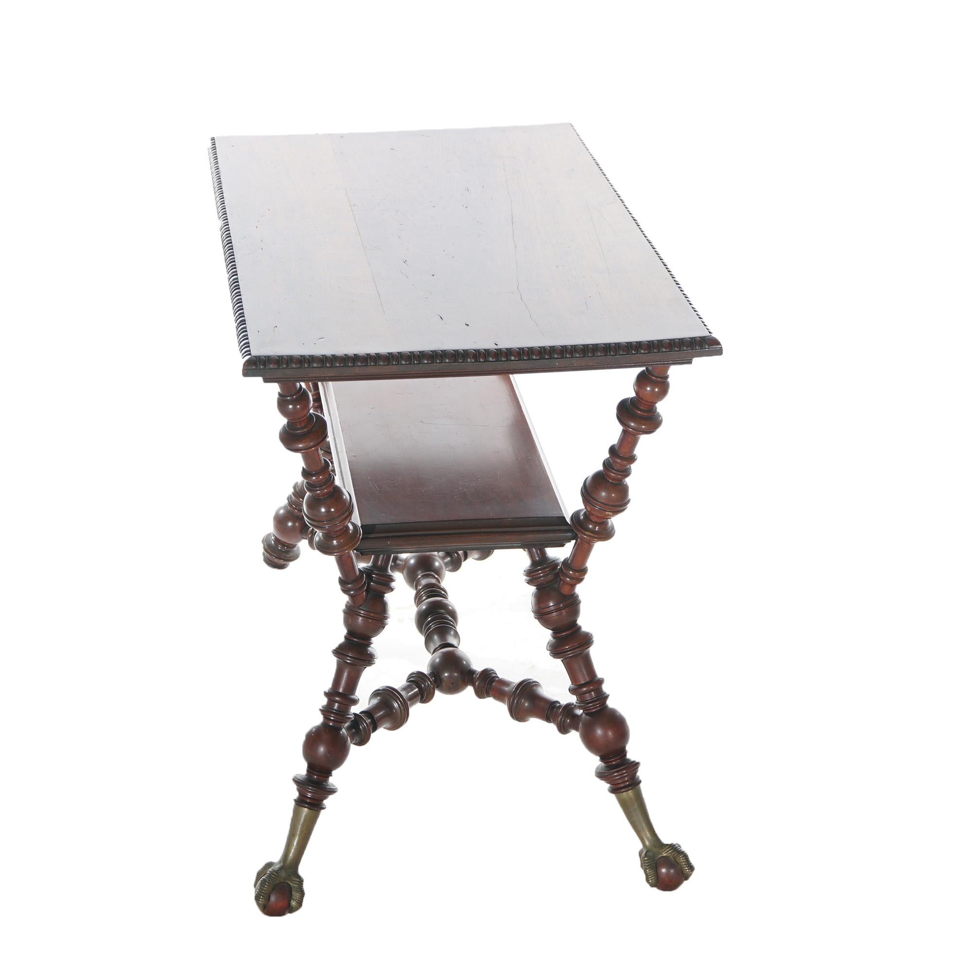 Antique Horner or Hunzinger Style Mahogany Ball & Claw Foot Parlor Table c1890 5
