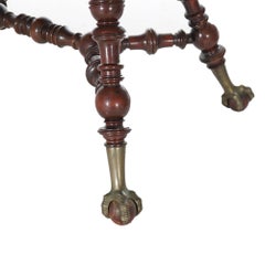 Antique Horner or Hunzinger Style Mahogany Ball & Claw Foot Parlor Table c1890