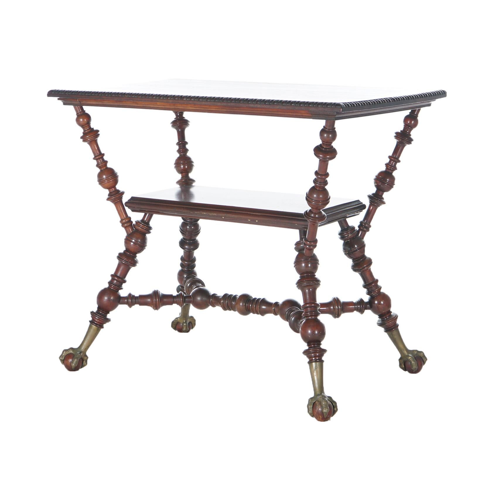 Antique Horner or Hunzinger Style Mahogany Ball & Claw Foot Parlor Table c1890 In Good Condition In Big Flats, NY