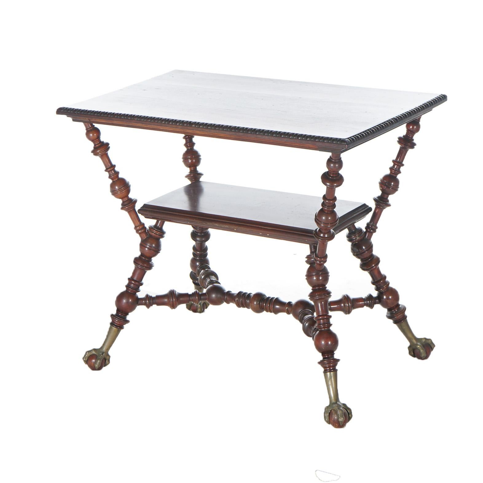 Antique Horner or Hunzinger Style Mahogany Ball & Claw Foot Parlor Table c1890 1