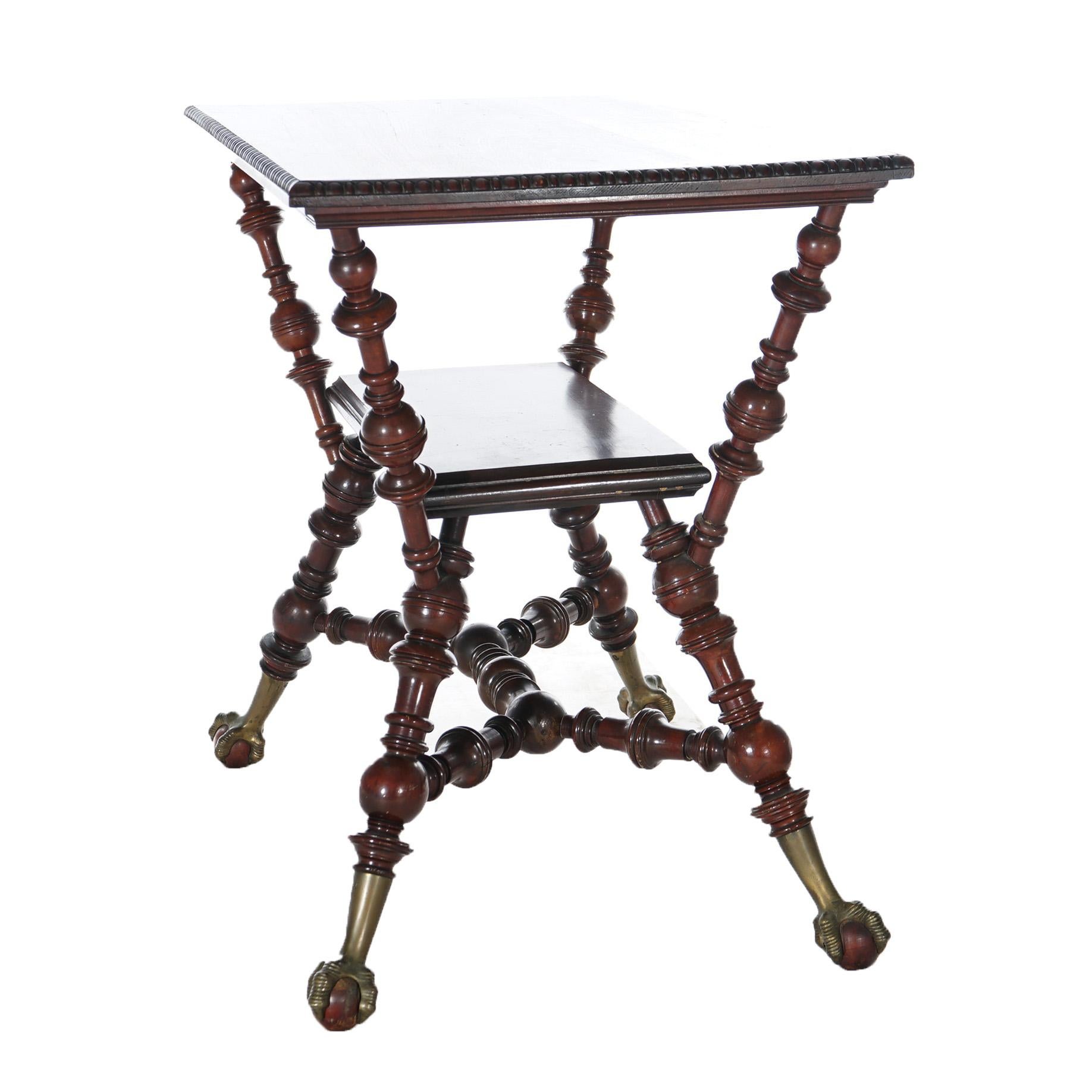Antique Horner or Hunzinger Style Mahogany Ball & Claw Foot Parlor Table c1890 3
