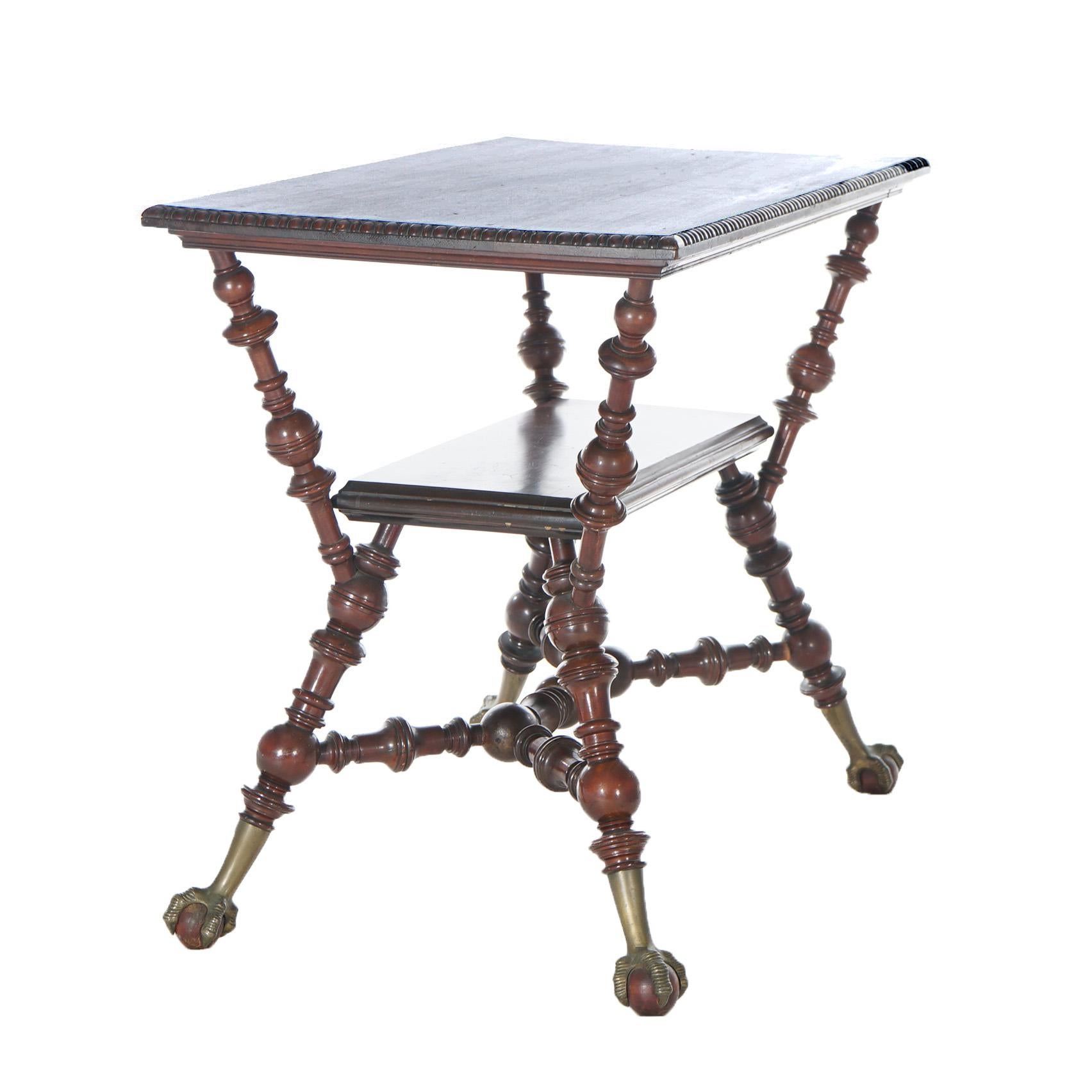 Antique Horner or Hunzinger Style Mahogany Ball & Claw Foot Parlor Table c1890 4