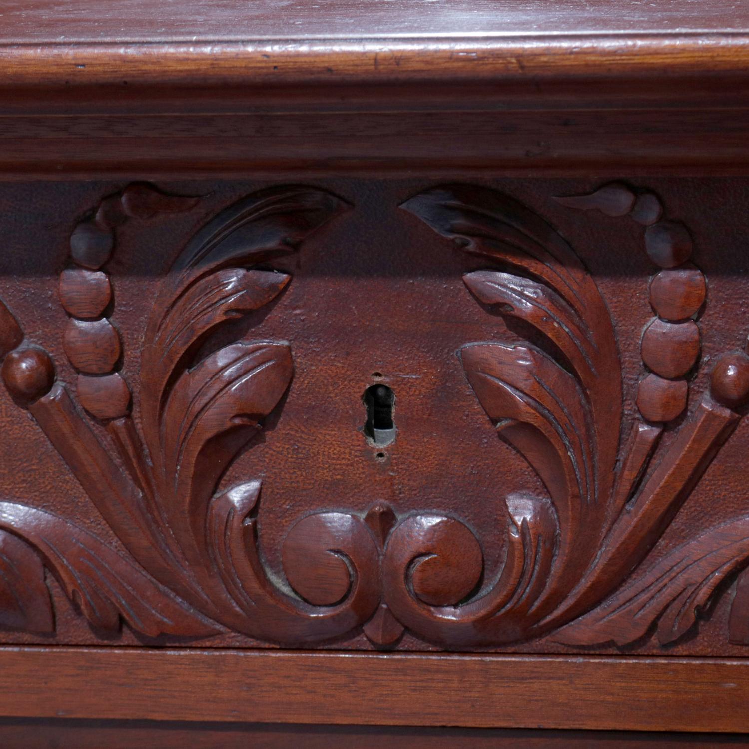XIXe siècle Ancienne commode et miroir en acajou sculpté de l'école Horner, vers 1900 en vente